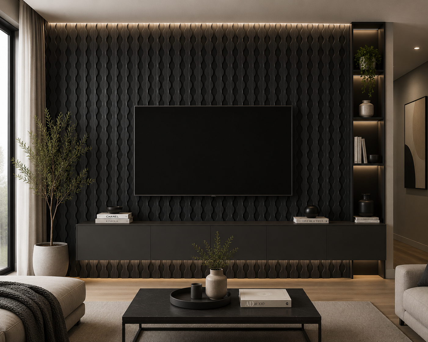 Wave 4 Acoustic Wall Panel – Black Oak
