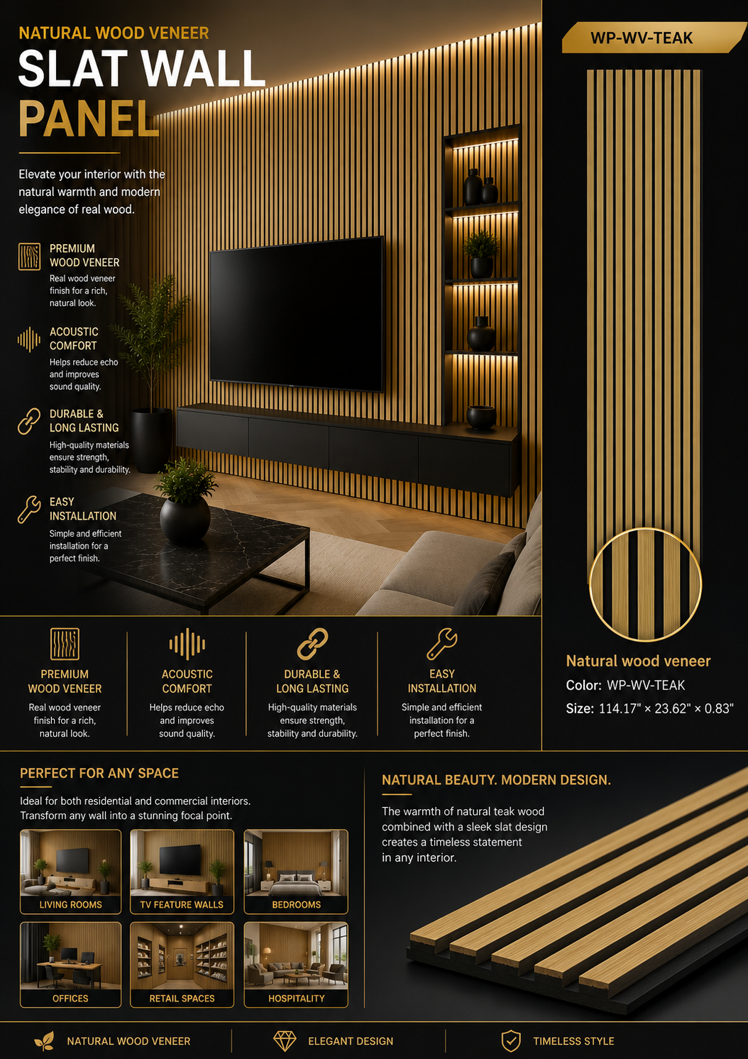 WP-WV-TEAK Slat Wall Panel