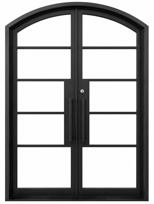 #02 5-LITE Modern Wrought Iron Door