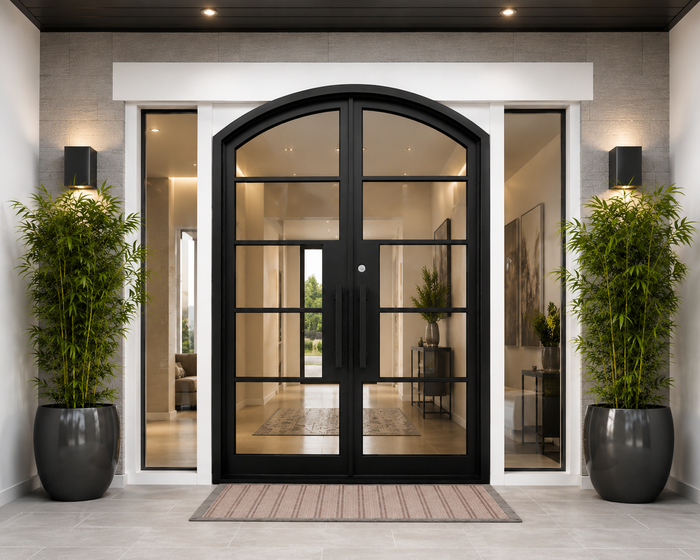 #02 5-LITE Modern Wrought Iron Door