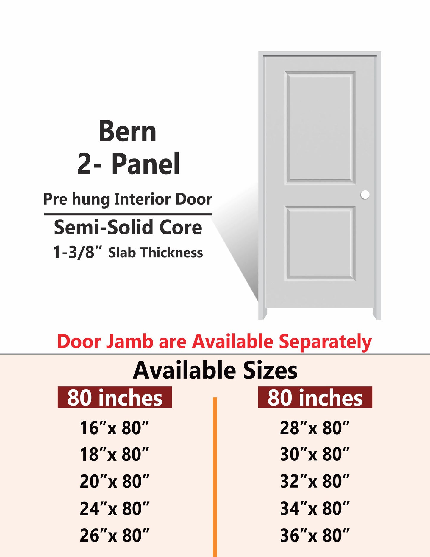KINGSTON-6 Panel Interior Door Slab & Prehung (RH/LH/ND)