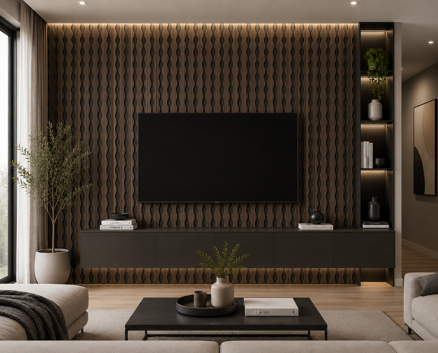 Wave 4 Acoustic Wall Panel – Dark Walnut