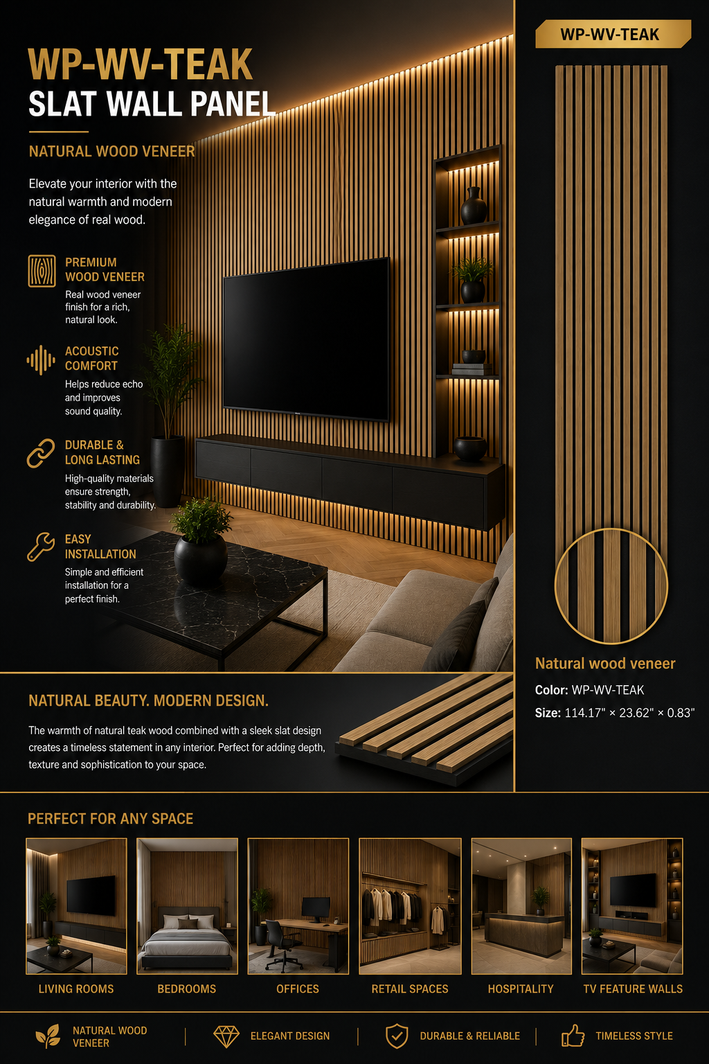 WP-WV-BLACK OAK Slat Wall Panel