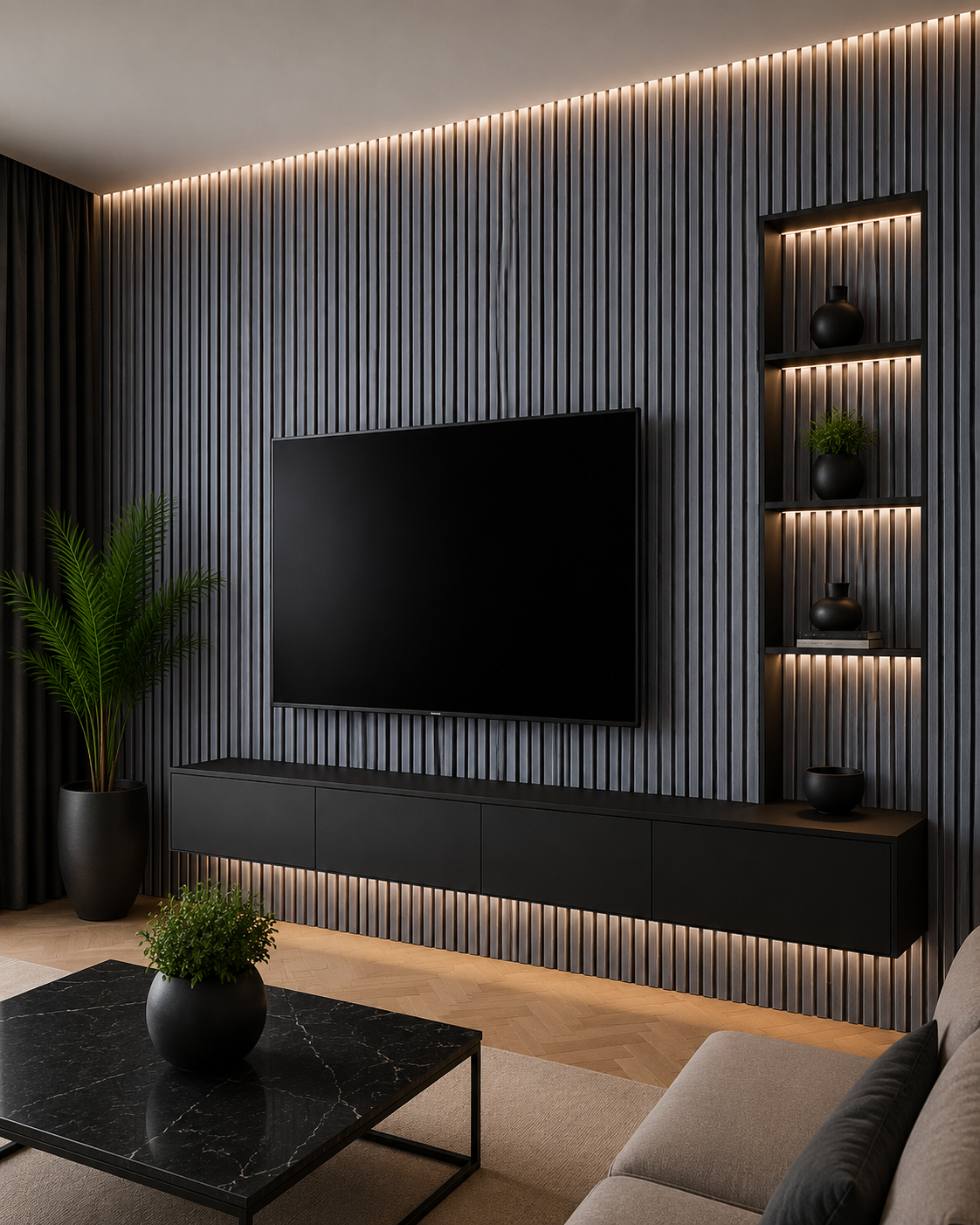 WP-WV-Dark Grey Slat Wall Panel