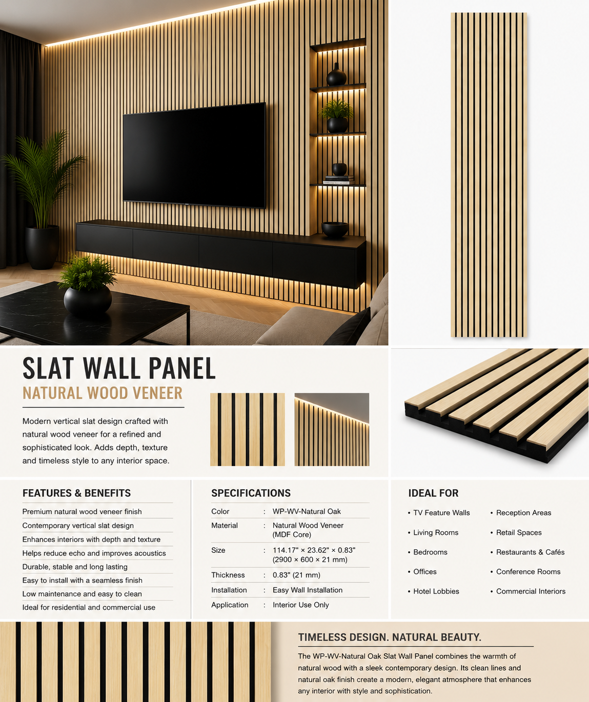 WP-WV-Natural Oak Slat Wall Panel
