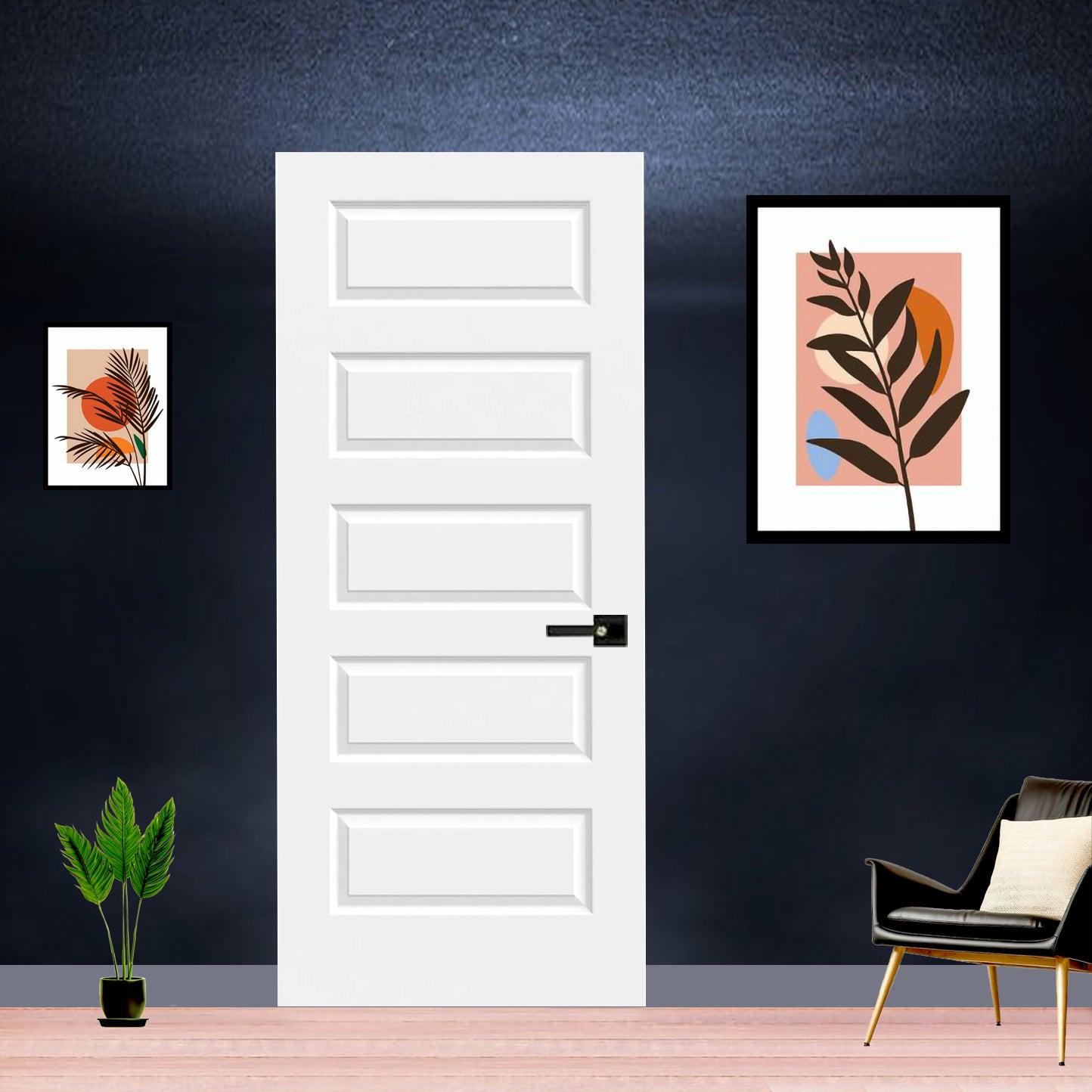 ZURICH-5 Panel Interior Door SLAB & PREHUNG (RH/LH/ND)