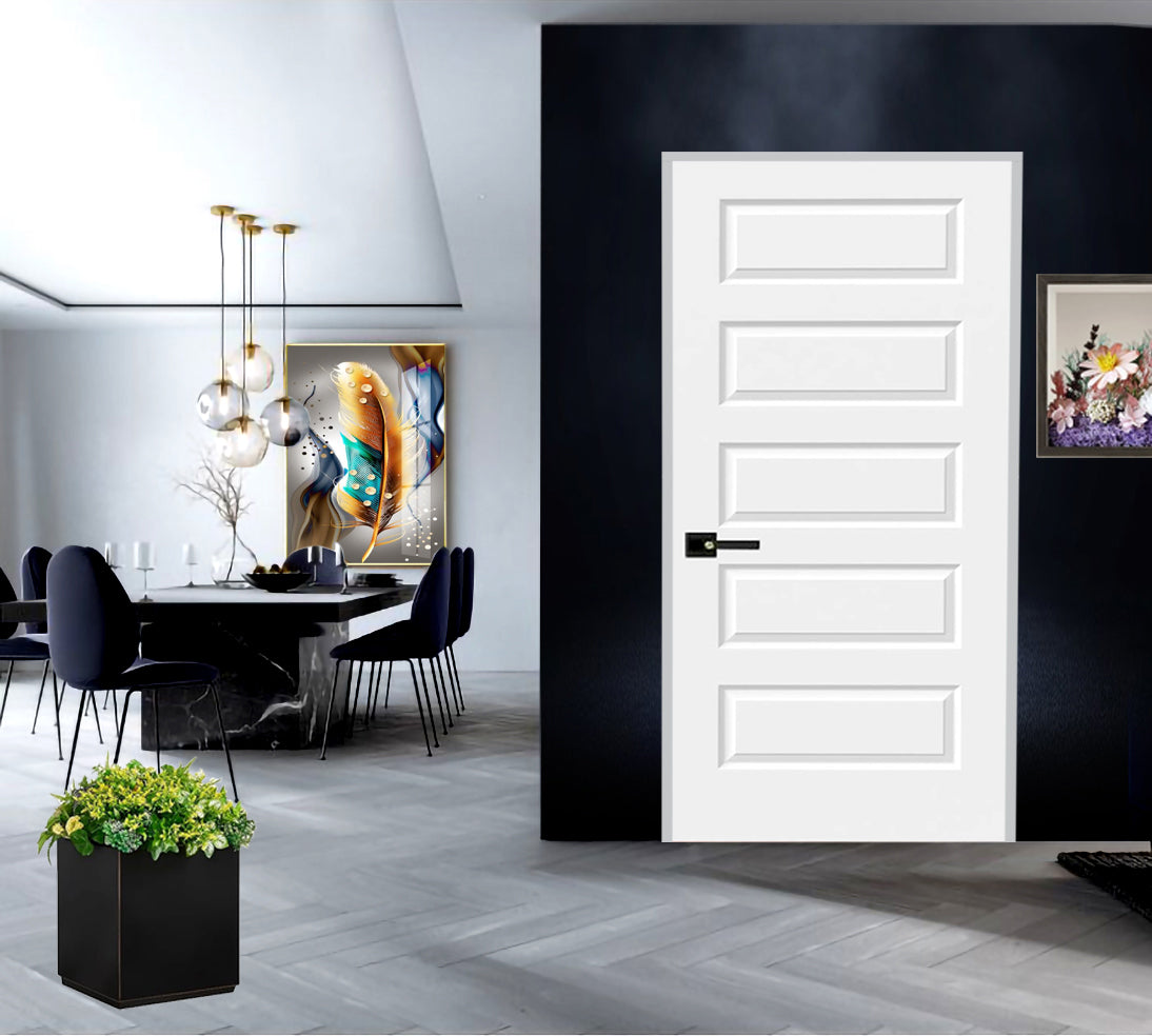 ZURICH-5 Panel Interior Door SLAB & PREHUNG (RH/LH/ND)
